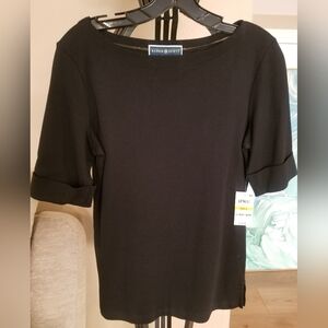 Karen Scott Classic Black Short Sleeve Top